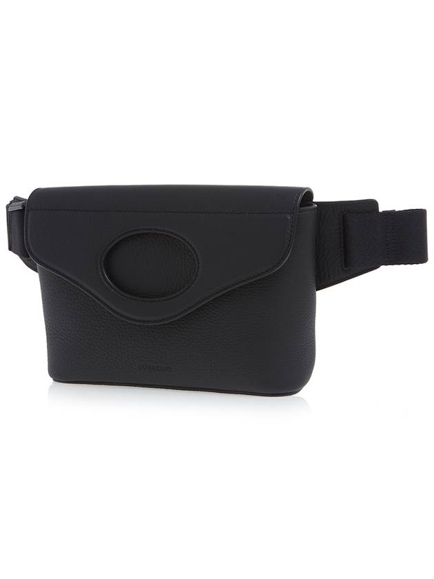 Burberry Logo Engraved Leather Belt Bag Black