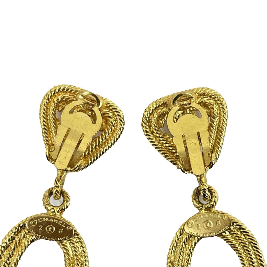 Chanel - Vintage 28 Earrings Double Hoop Circle Swing Gold Plate Clip On