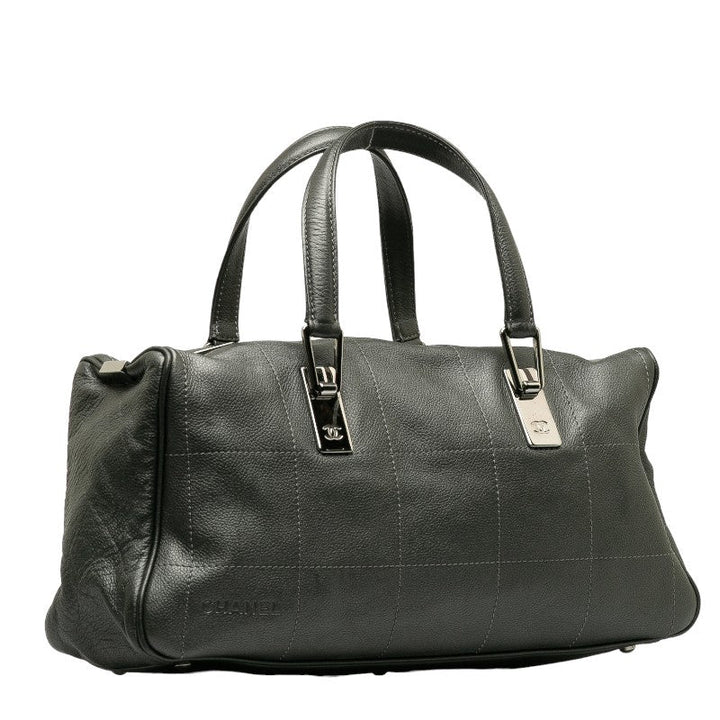 Top Quality Chanel Chocolate Bar Mini Boston Bag Handbag Gray Leather Lady Chanel