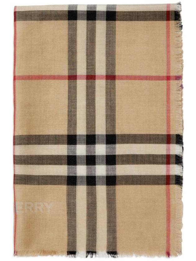 Burberry Vintage Check Wool Blend Scarf Beige