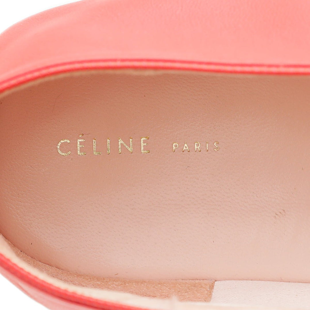 Celine Red Pointed V Neck Flat Ballerina 39