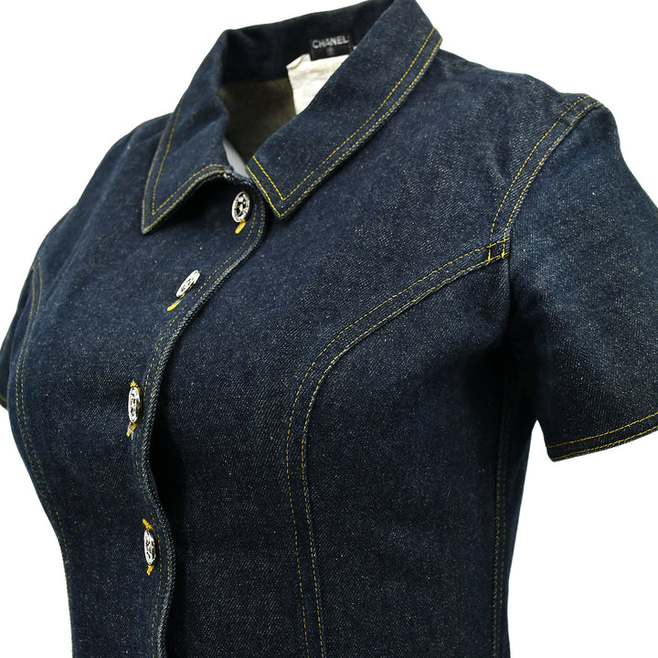 Top Quality Chanel Denim Dress Navy #36