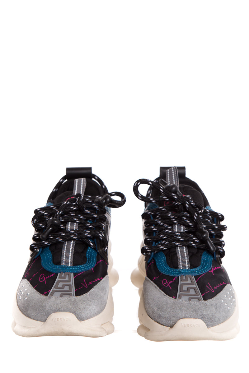 Versace Black & Blue Suede Sneakers SZ 7.5