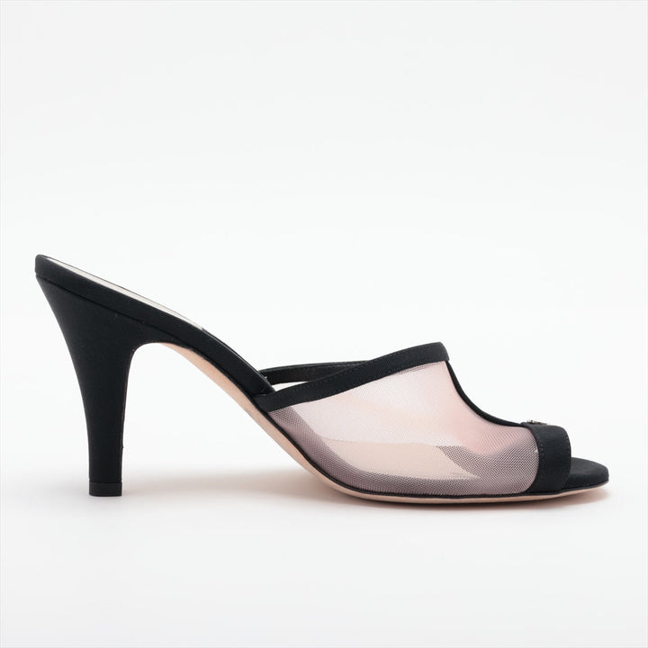 Top Quality Chanel Coco Mesh x Patent Leather Sandal 36 1/2  Black x Pink