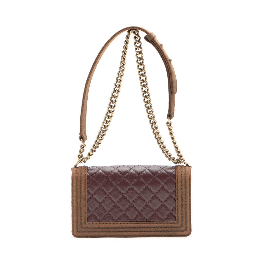 Top Quality Chanel Boy Top Quality Chanel Leather X Sword Chain Shoulder Bag Brown Gold  18th