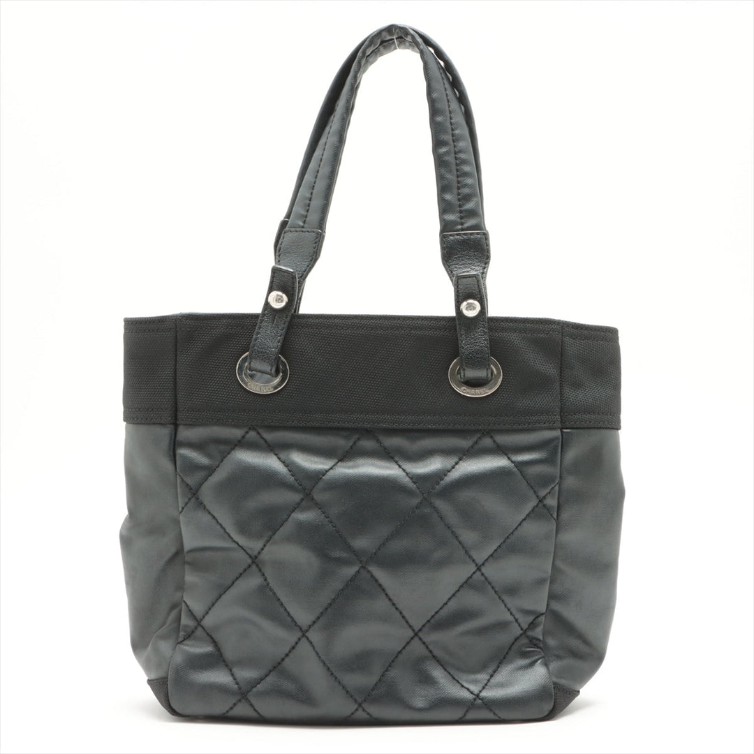 Top Quality Chanel PARIBIARITZ PM  Linen Tote Bag Black Silver Gold