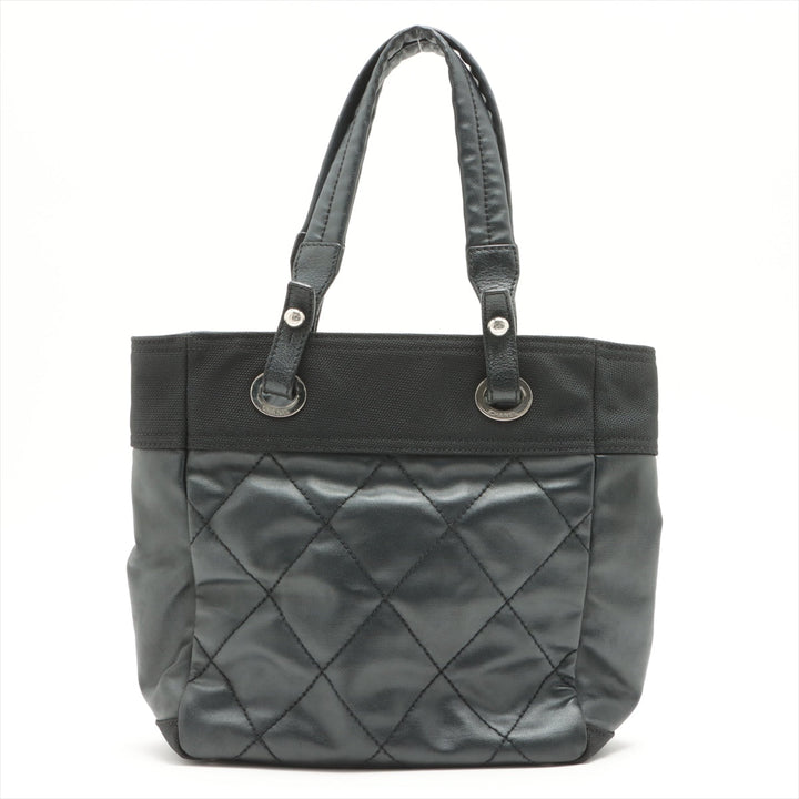 Top Quality Chanel PARIBIARITZ PM  Linen Tote Bag Black Silver Gold