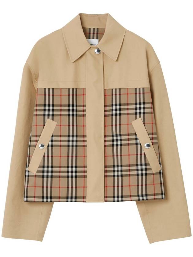 Burberry Check Motif Shorts Zip-Up Jacket Beige