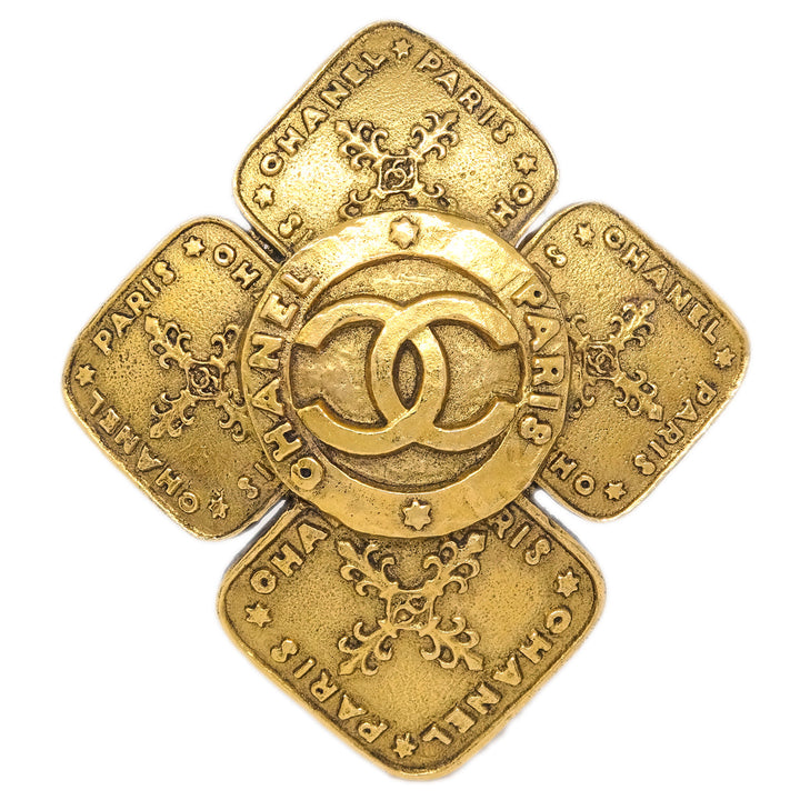 Top Quality Chanel Cross Brooch Pin Gold 28/1244