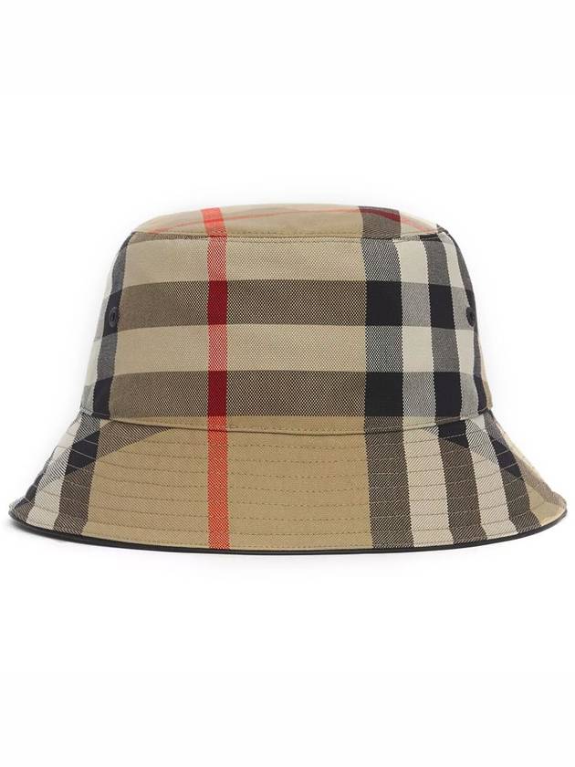 Burberry Check Pattern Cotton Bucket Hat Beige