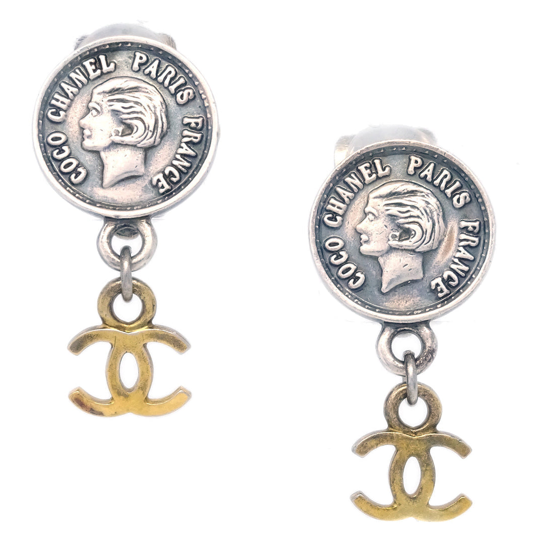 Top Quality Chanel Dangle Earrings Clip-On Gold