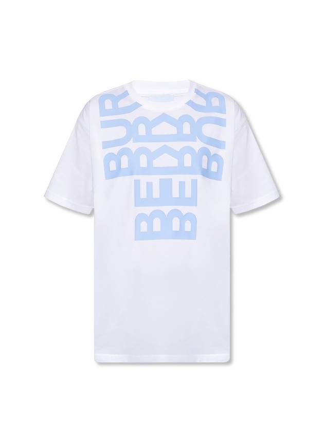Burberry WoMen's Logo Print Cotton Oversized Short Sleeve T-Shirt White