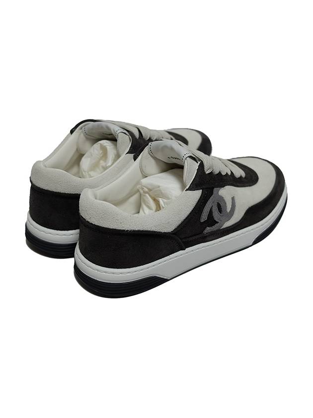 CC Logo Suede Kidskin Low Top Sneakers Black Chanel