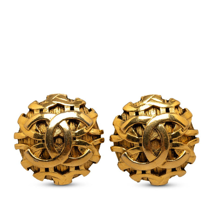 Top Quality Chanel Coco Mark Earrings Plated Gold Women's