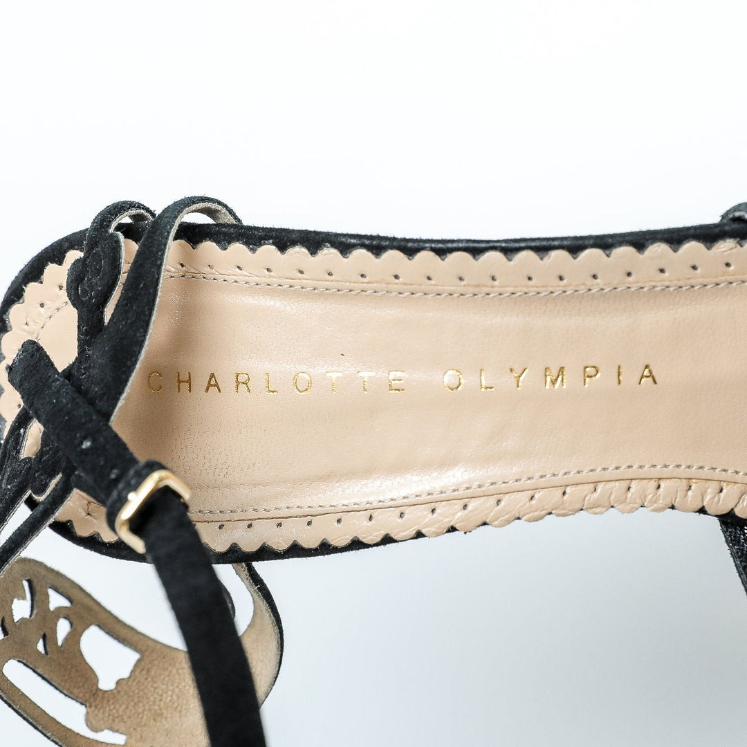 Charlotte Olympia Black- Gold Sling back Heels 38