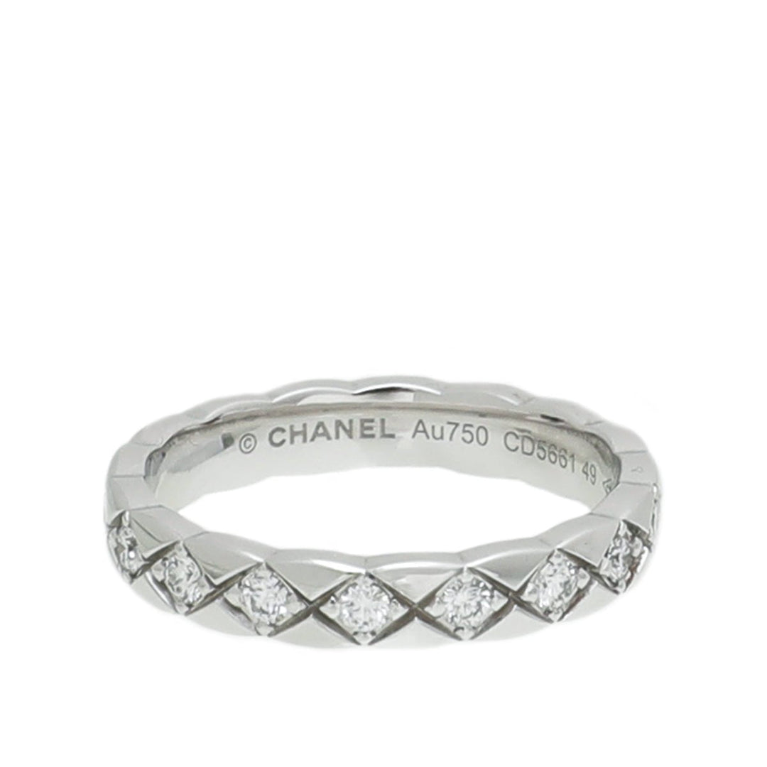Chanel 18K White Gold Diamonds Coco Crush Ring 49