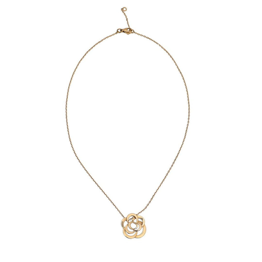 Chanel 18K Yellow Gold Fil De Camelia Pendant Necklace
