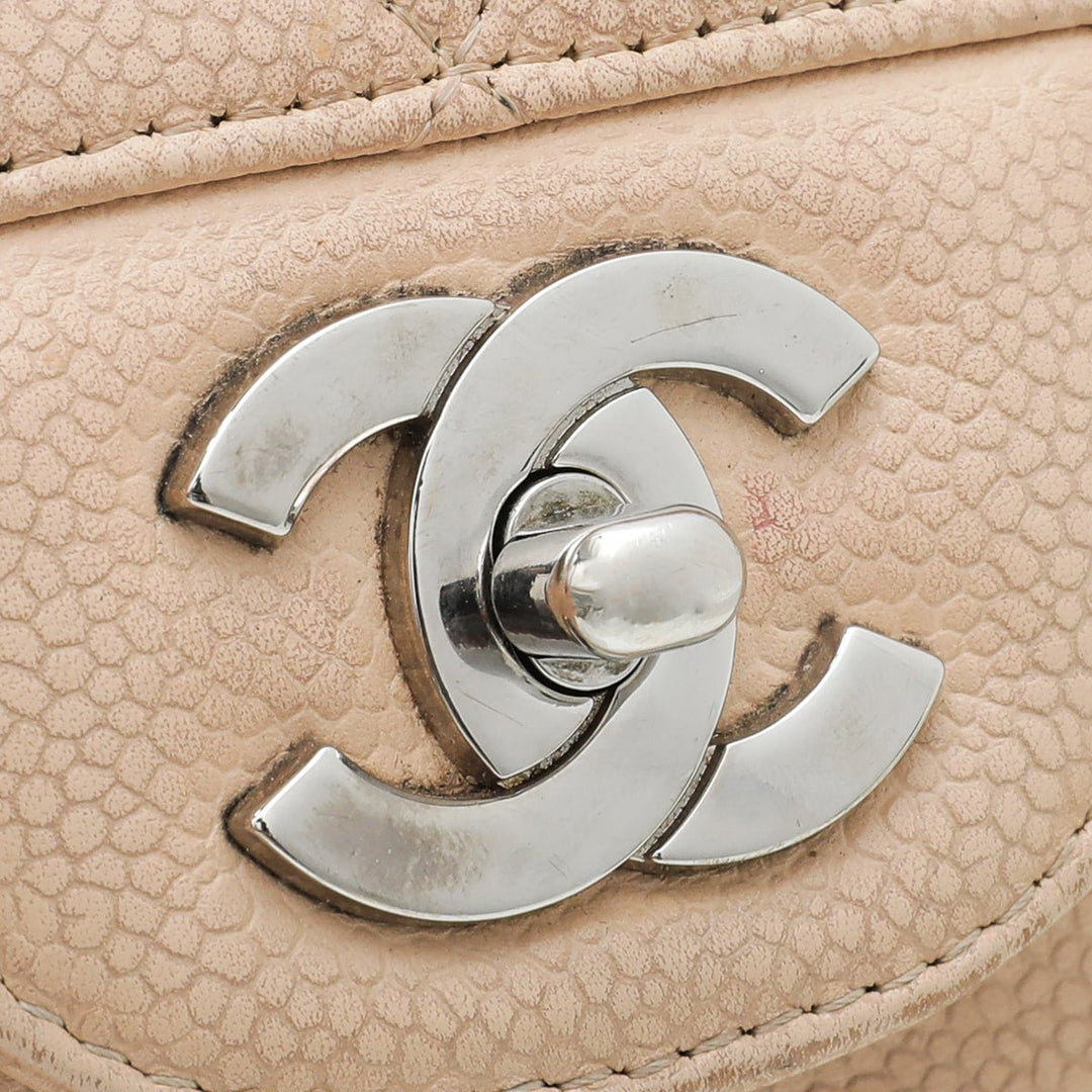 Chanel Beige CC Classic Single Flap Jumbo Bag