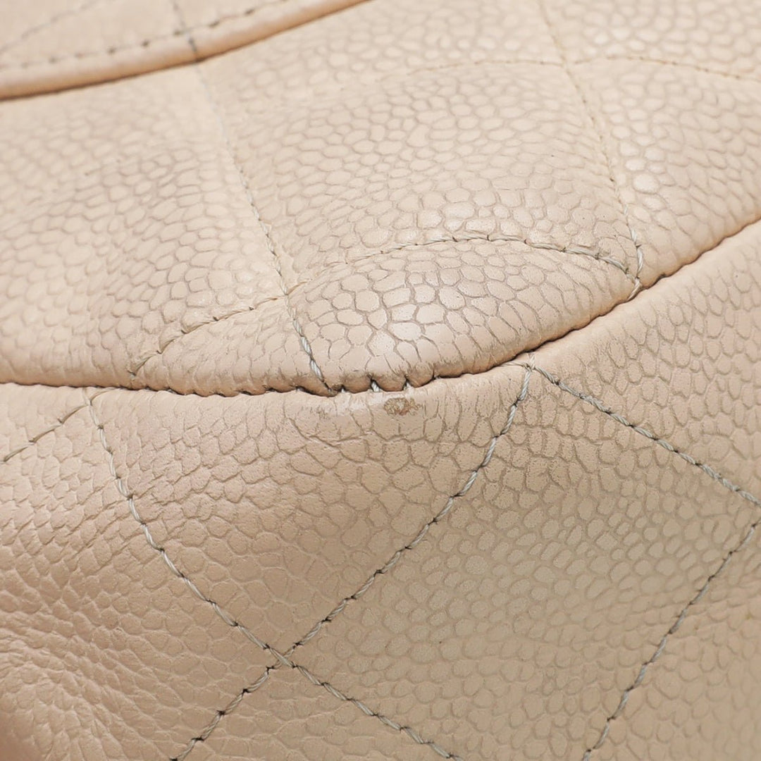Chanel Beige CC Classic Single Flap Jumbo Bag