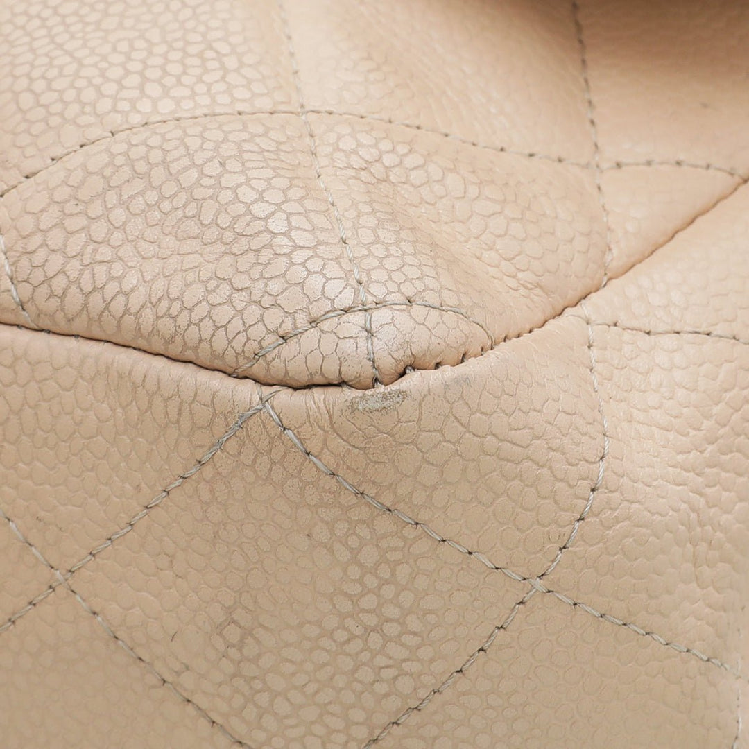 Chanel Beige CC Classic Single Flap Jumbo Bag