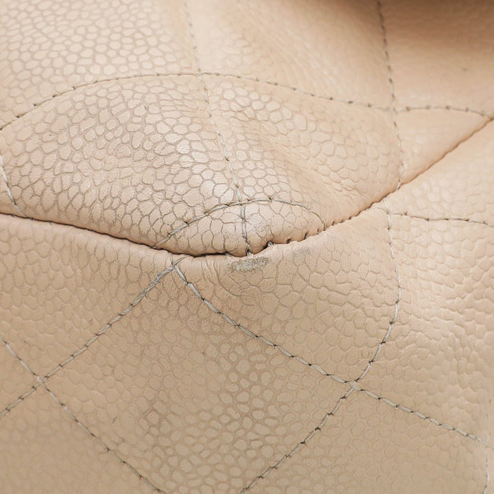 Chanel Beige CC Classic Single Flap Jumbo Bag