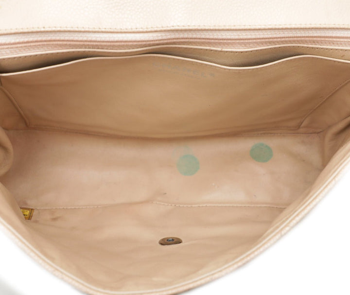 Chanel Beige CC Classic Single Flap Jumbo Bag