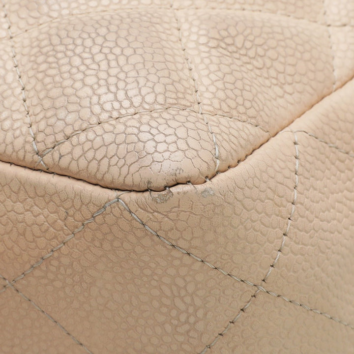 Chanel Beige CC Classic Single Flap Jumbo Bag