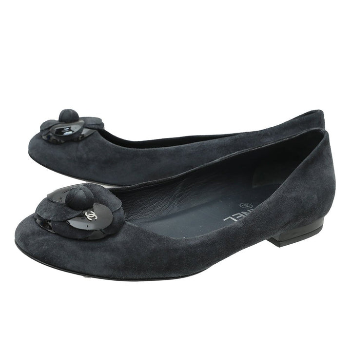 Chanel Bicolor CC Cap Toe Camellia Flat Ballerina 37.5