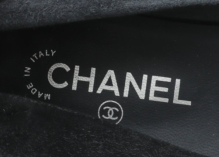 Chanel Bicolor CC Cap Toe Camellia Flat Ballerina 37.5