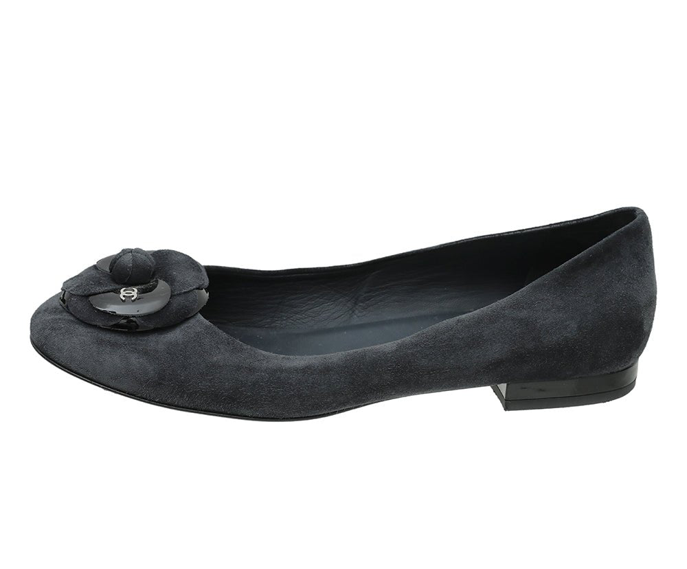 Chanel Bicolor CC Cap Toe Camellia Flat Ballerina 37.5