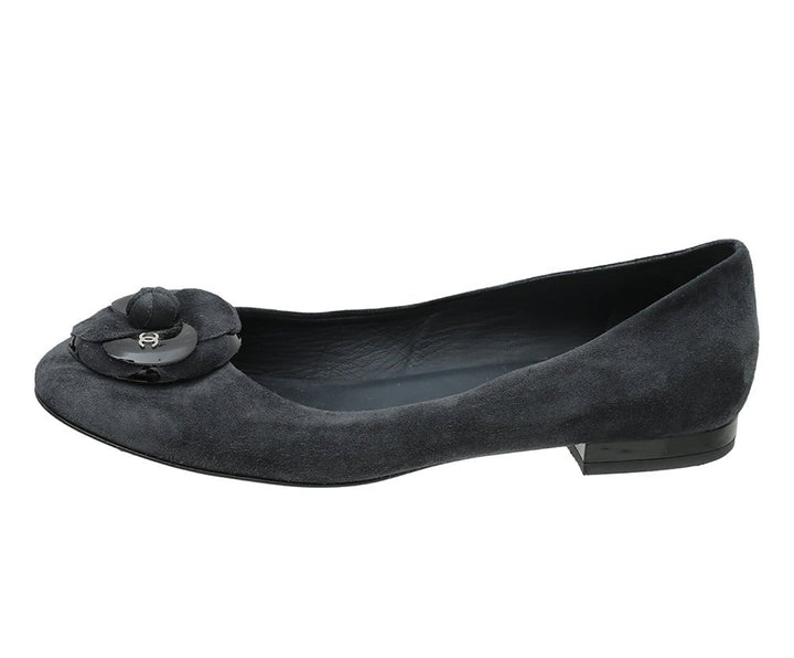 Chanel Bicolor CC Cap Toe Camellia Flat Ballerina 37.5
