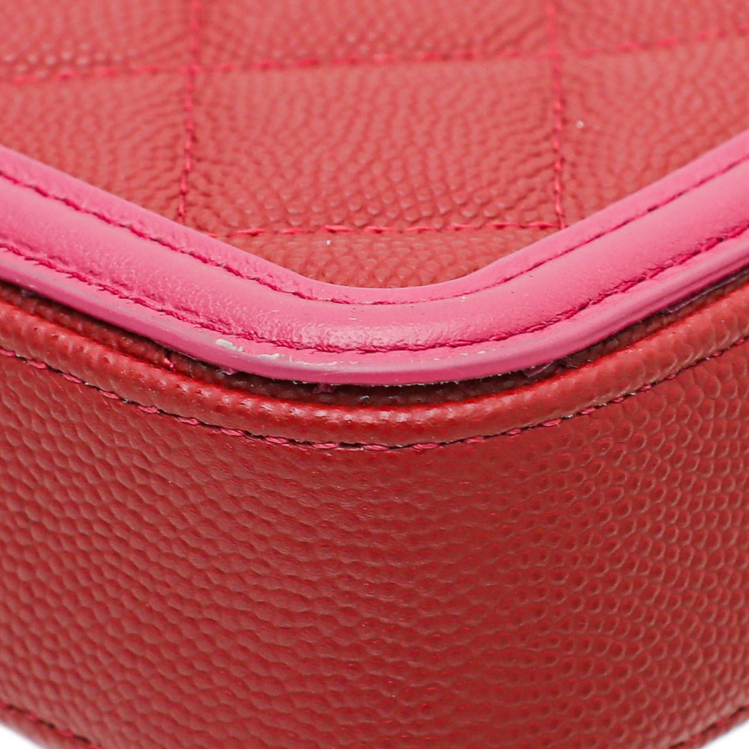 Chanel Bicolor CC Filigree Caviar Double Zip Clutch Chain