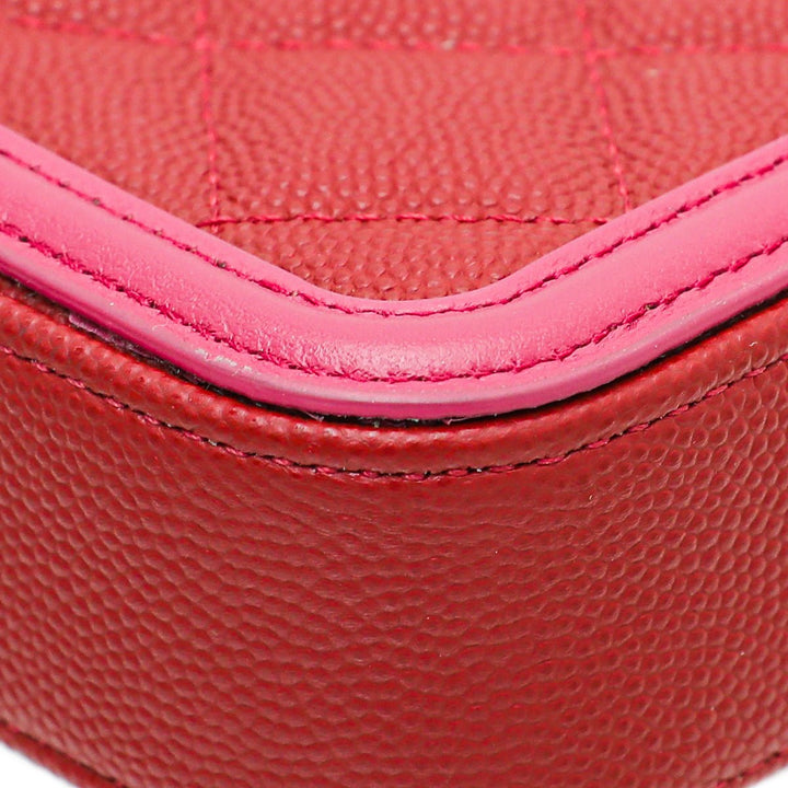 Chanel Bicolor CC Filigree Caviar Double Zip Clutch Chain