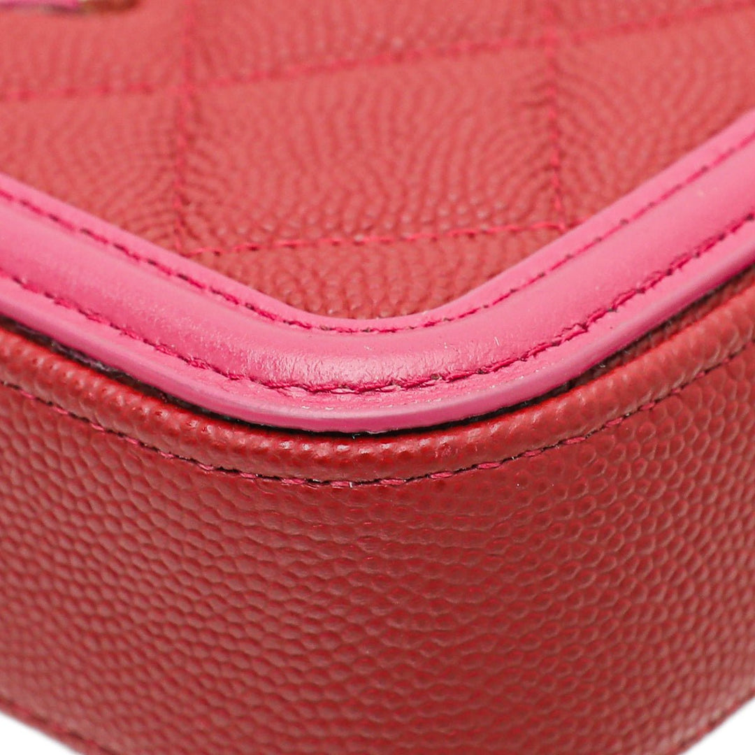 Chanel Bicolor CC Filigree Caviar Double Zip Clutch Chain