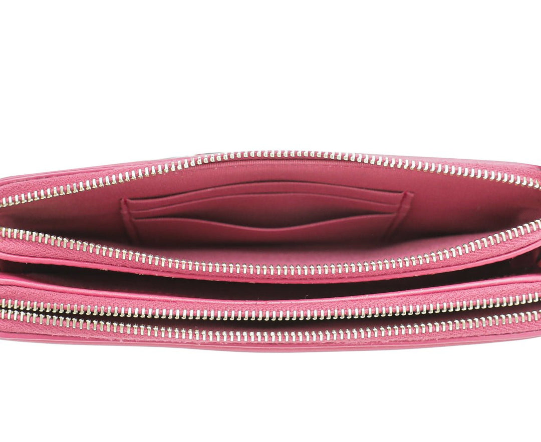 Chanel Bicolor CC Filigree Caviar Double Zip Clutch Chain