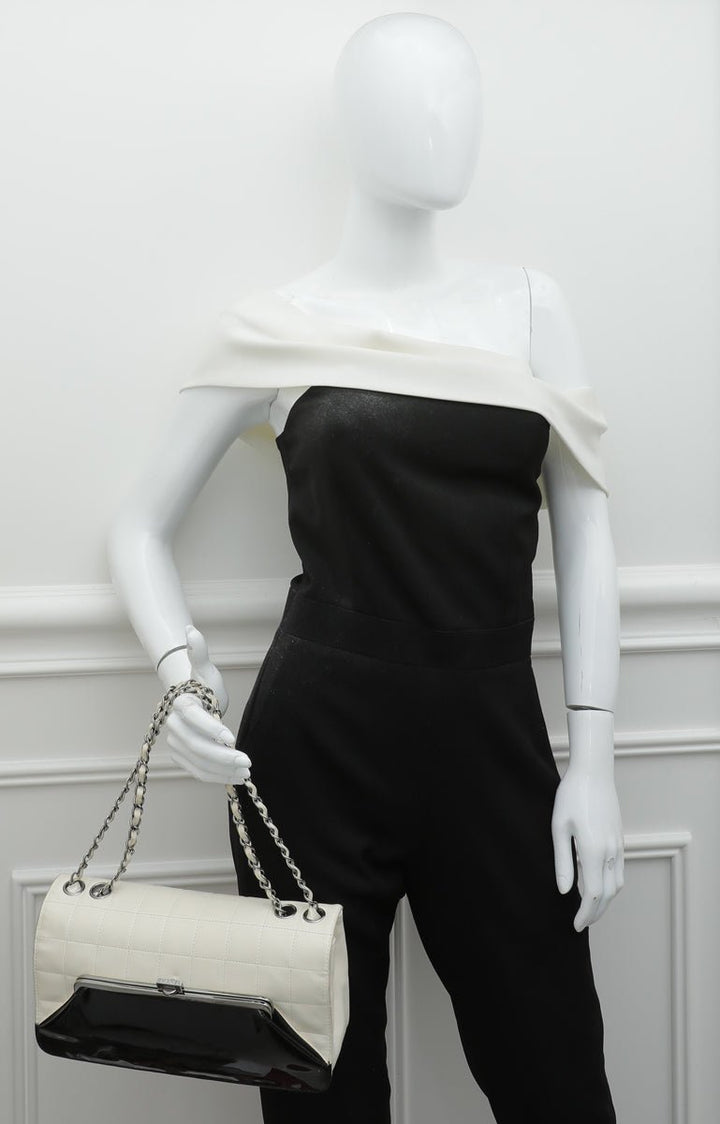 Chanel Bicolor Chocolate Bar Kiss Lock Flap Medium Bag