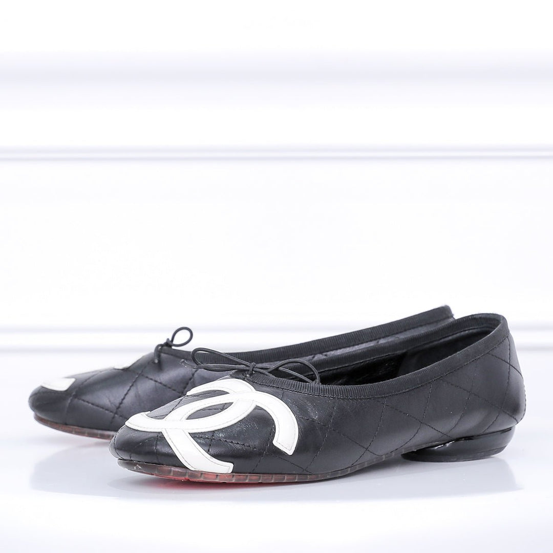 Chanel Black Cambon Ballet Flats 37