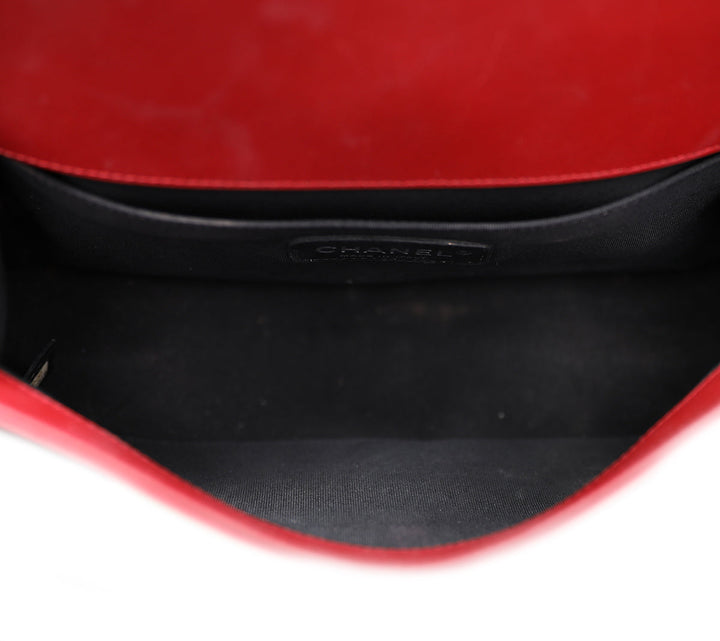 Chanel Red Boy Plexiglass Lock Bag