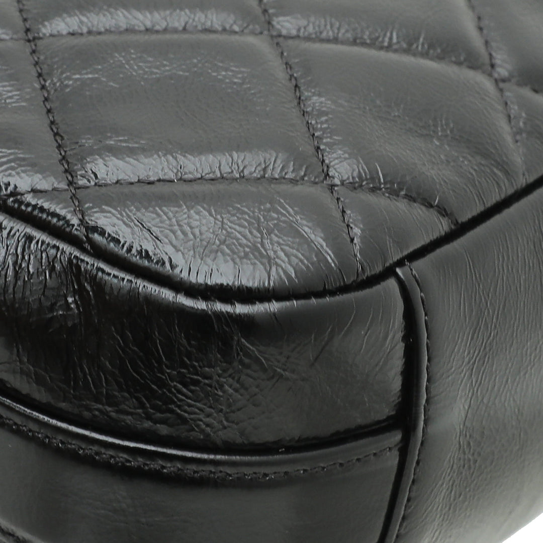 Chanel Black CC Glazed Flap Bag