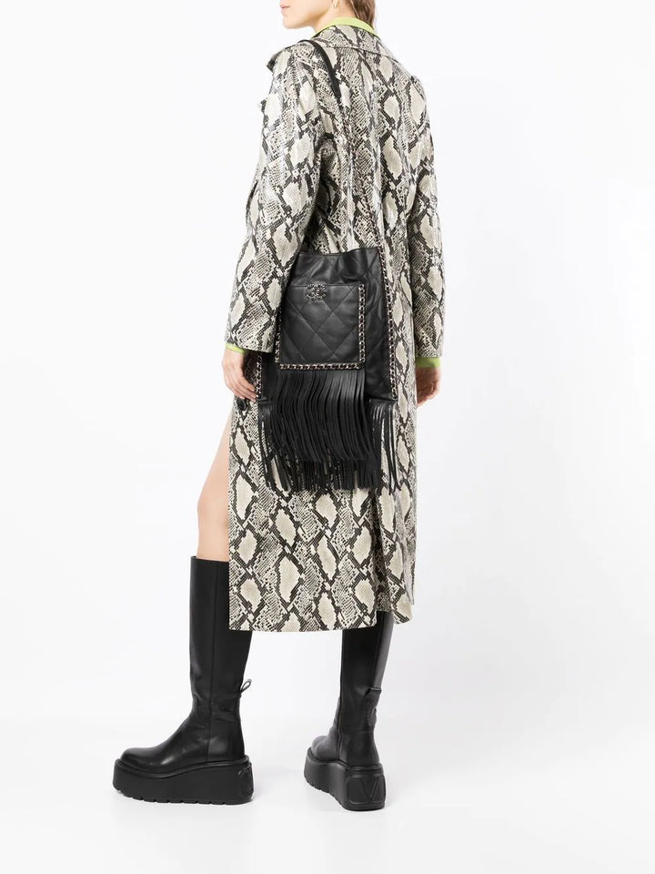 Top Quality Chanel Black Leather Fringe Shopping Bag