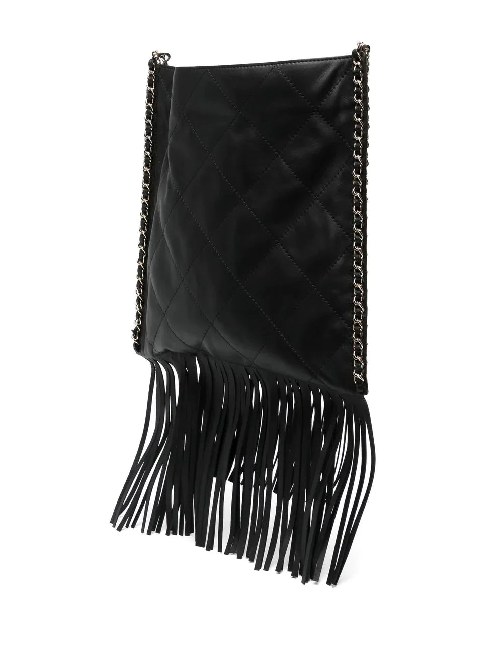 Top Quality Chanel Black Leather Fringe Shopping Bag