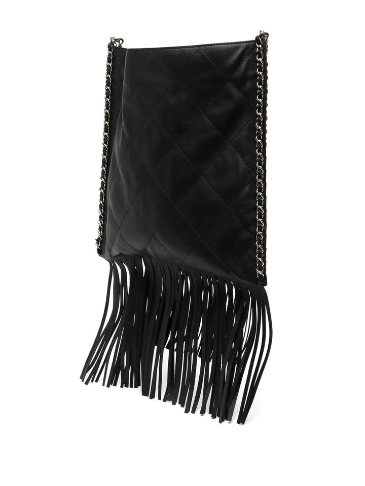 Top Quality Chanel Black Leather Fringe Shopping Bag