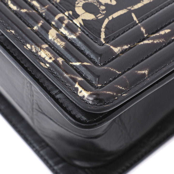 Chanel Black Crocodile Graffiti Boy Bag