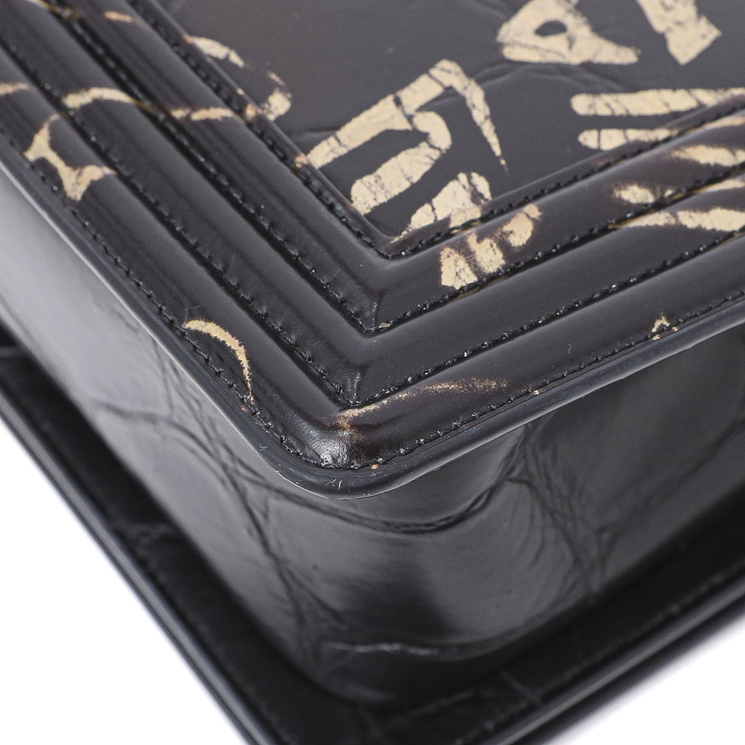 Chanel Black Crocodile Graffiti Boy Bag