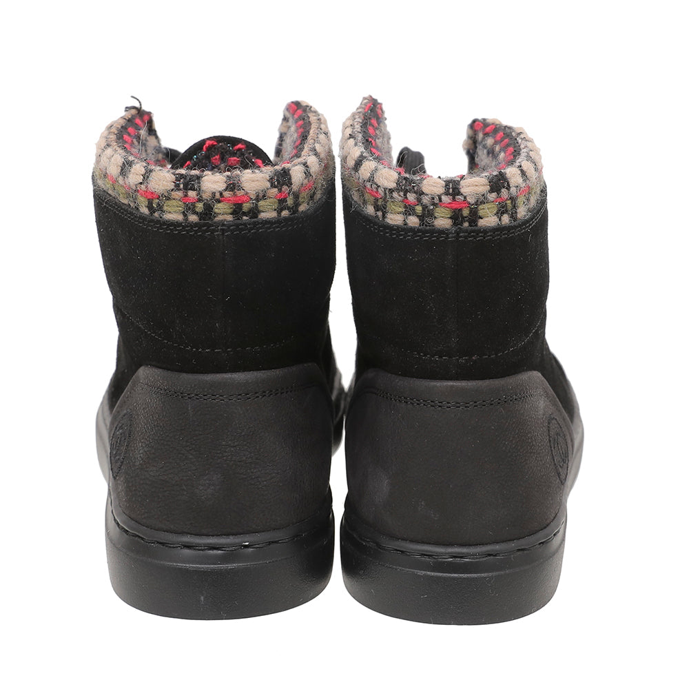 Chanel Black Suede Tweed High Top Sneakers 36.5