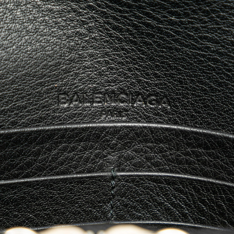 Top Quality Balenciaga Leather Logo Bifold Wallet Black
