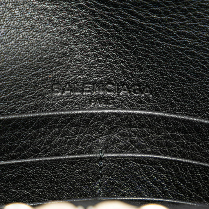 Top Quality Balenciaga Leather Logo Bifold Wallet Black