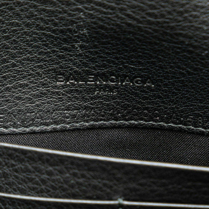 Top Quality Balenciaga Leather Logo Bifold Wallet Black