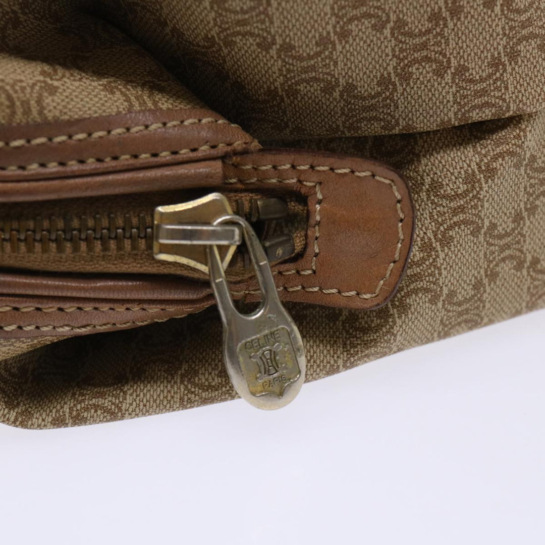 Celine Macadam Canvas Clutch Bag PVC Leather Beige  cl641