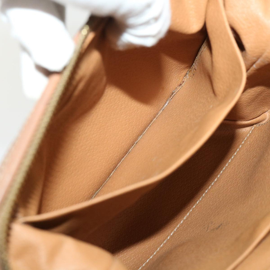 Celine Macadam Canvas Clutch Bag PVC Leather Beige  cl641
